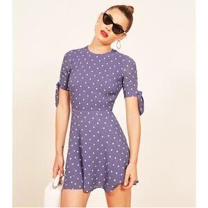 Reformation Polka Dot Print Mini Dress Purple Sz 6 Fit and flare Romantic Party